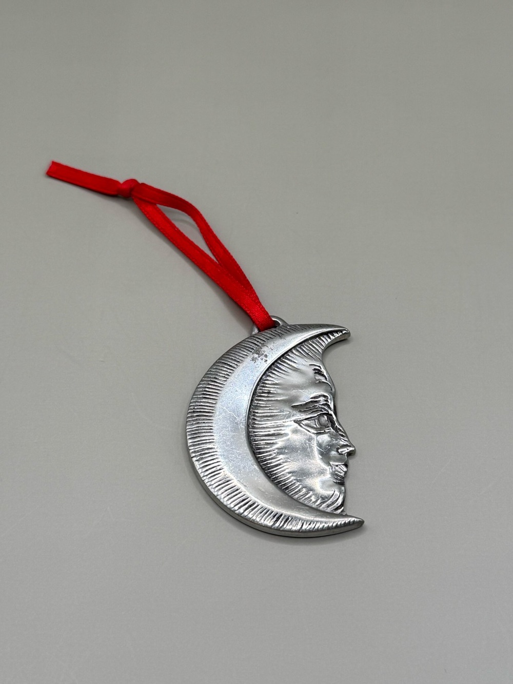 Signed MMA Silver Half Moon Pendant Christmas Ornament